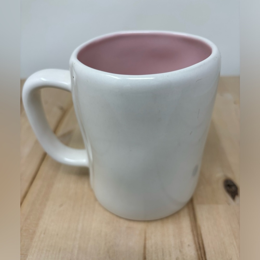 Rae Dunn SOUL MATE Mug White with Pink Interior Black LL Ceramic New - Picture 2 of 4